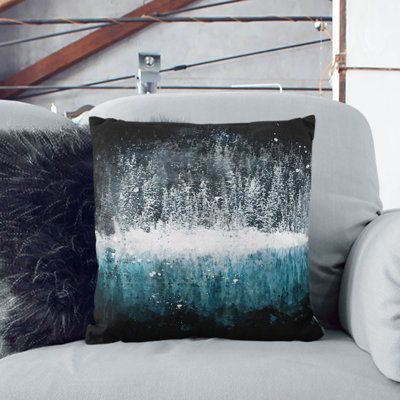 Forest Reflecting in Lake Louise Paint Splash Cushion with Filling