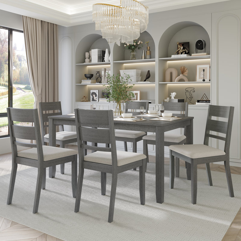 Ocossio 6 - Person Four Leg Dining Set, Gray