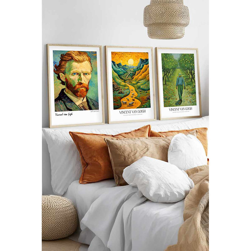 Élégantes peintures décoratives en panneau de fibres à densité moyenne (3 pièces), cadre en bois massif, 8 po x 12 po | Art 100% MDF avec une épaisseur de 0,12 pouce | Parfait pour le salon, la chambre à coucher et le bureau, design élégant et contemporain