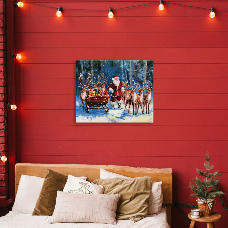 Renne du Père Noël et toile de traîneau, design par Sara Culpepper, H 16 po x l 20 po
