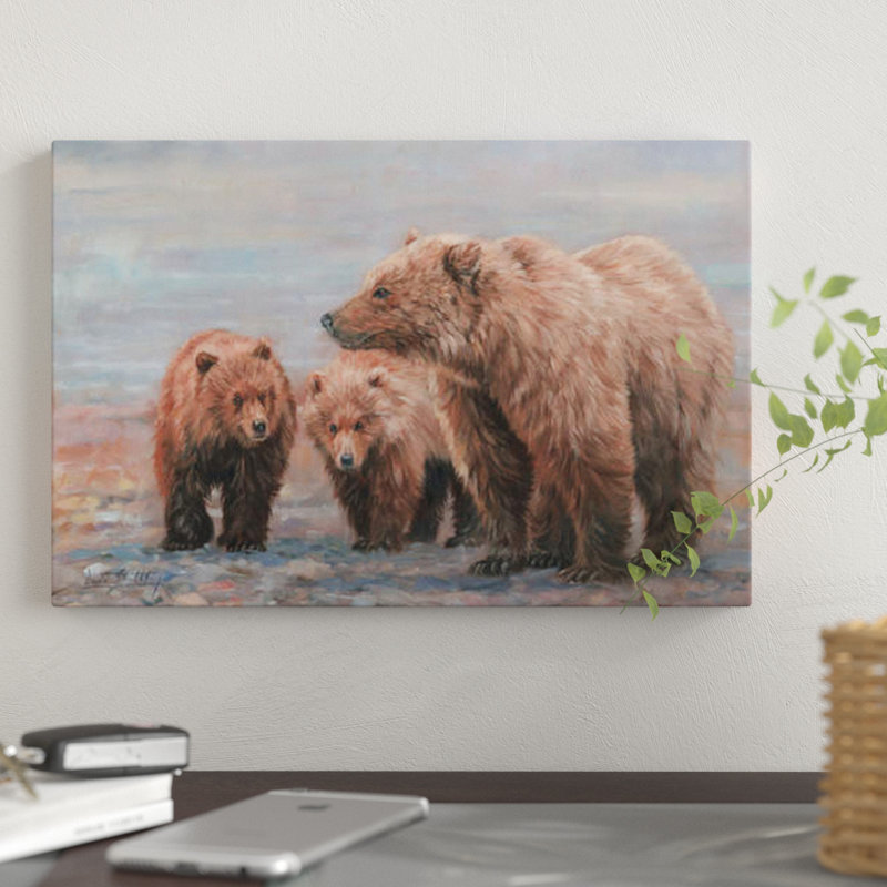 «Three Bears», impression sur toile, H 8 po x l 12 po x P 0,75 po, Pas de tapis, Toile tendue