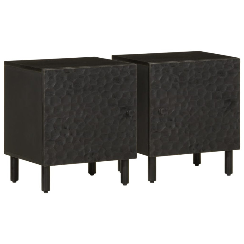 Woodbine 40cm W Iron Bedside Table, Black, Set of 2