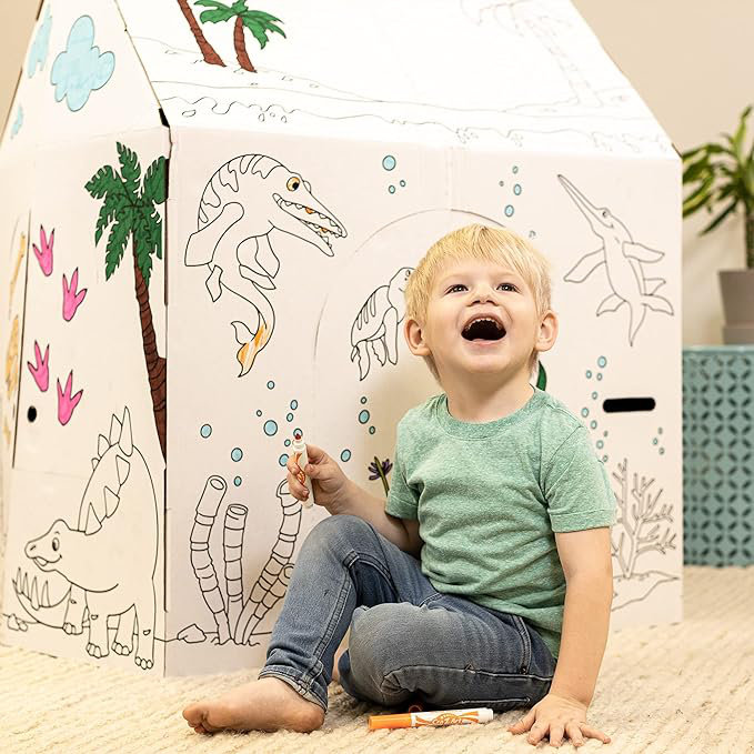 «Easy Playhouse Dinosaur House» - Art et artisanat pour enfants pour le plaisir intérieur et extérieur