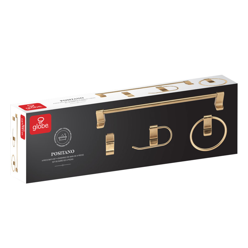 Positano 4 - Piece Bathroom Hardware Set, Brass