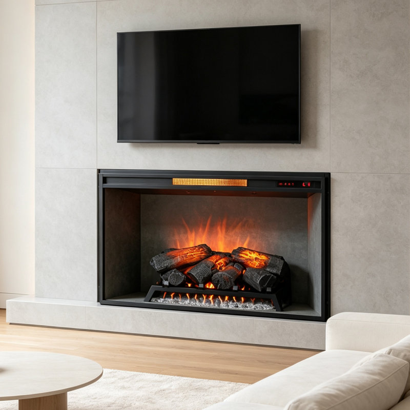 Insertion de foyer électrique infrarouge, chauffage à écran tactile, flammes réalistes avec 4 couleurs