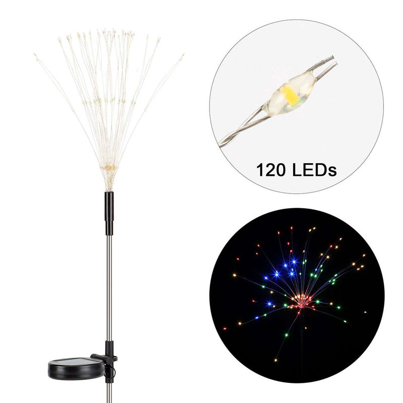 Colorful Solar Powered 120 LED Firework Garden Lights