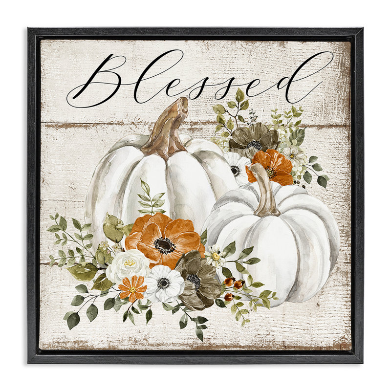 Art floral giclée par citrouille par LSR Design Studio, H 18 po x l 18 po, Cadre flottant noir de jais