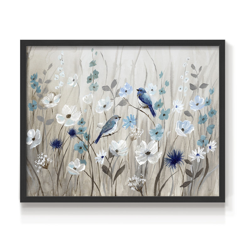 Bluebirds au printemps - reproduction encadrée, H 11 po x l 14 po, Noir, noir, noir, noir