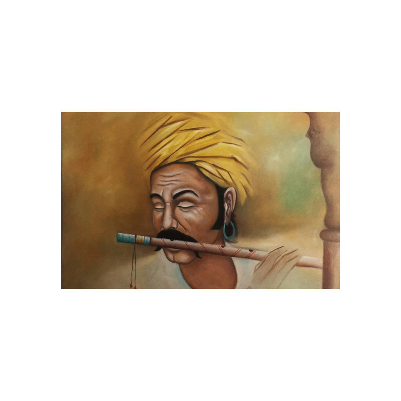 Playing Flute Man | Oil On Canvas | By Dinesh Kumar
