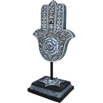 Figurine main de dieu Hamsa palmier avec étoile de Magen David œil de Providence