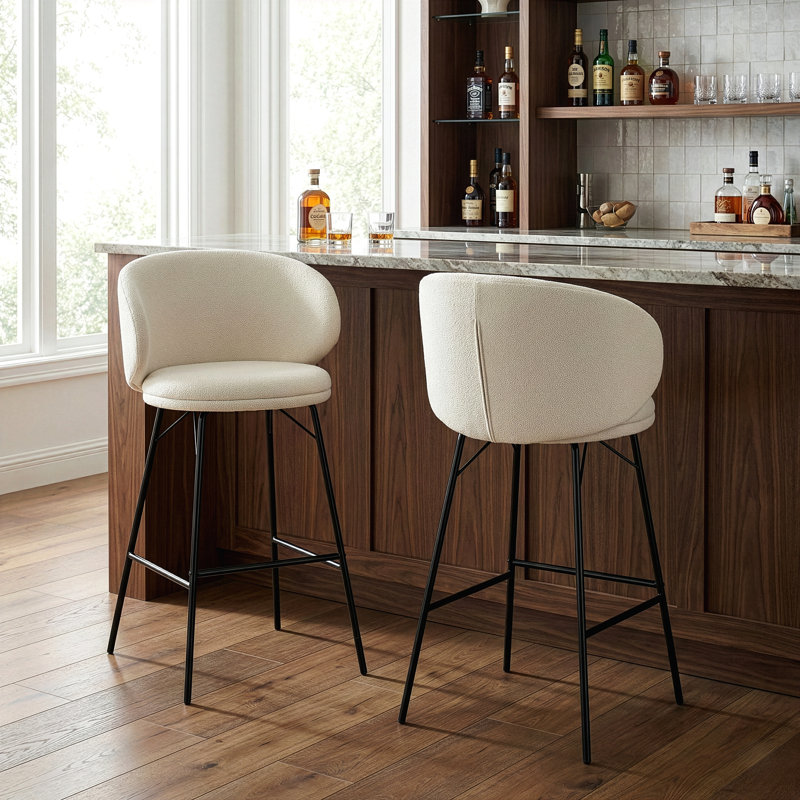 Lemonica Boucle Counter & Bar Stool, Bar Stool (30" Seat Height), White