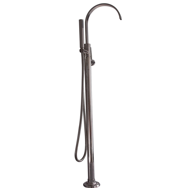 1 Handle Bathroom Freestanding Tub Filler with Diverter, Polished Nickel