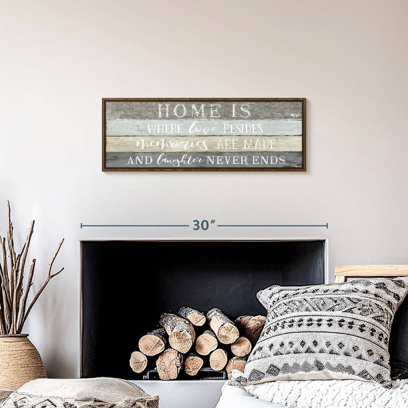 Enseigne murale Home Is Where Love Resides, 25 po x 9 po, Cadre flottant noyer
