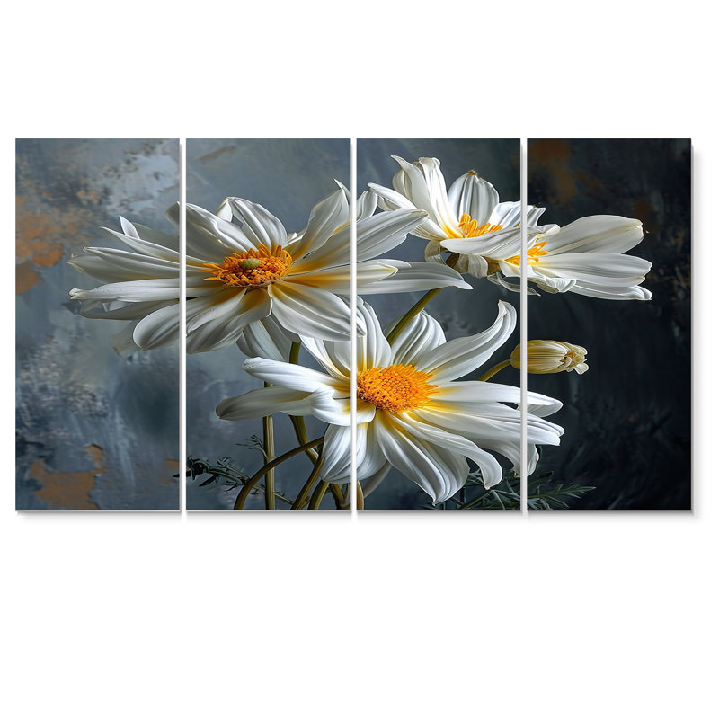 Shelva - marguerite, art mural 4 pièces, H 28 po x l 48 po