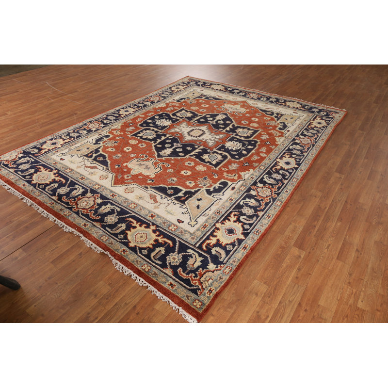 Tapis orange en laine orange Oushak 8 x 10