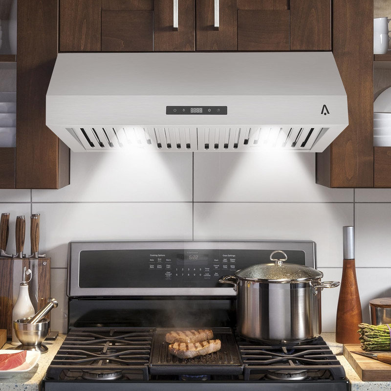 Hotte sous l'armoire 30 "en acier inoxydable - 400 CFM, ventilateur à 3 vitesses, commandes tactiles, lumière DEL