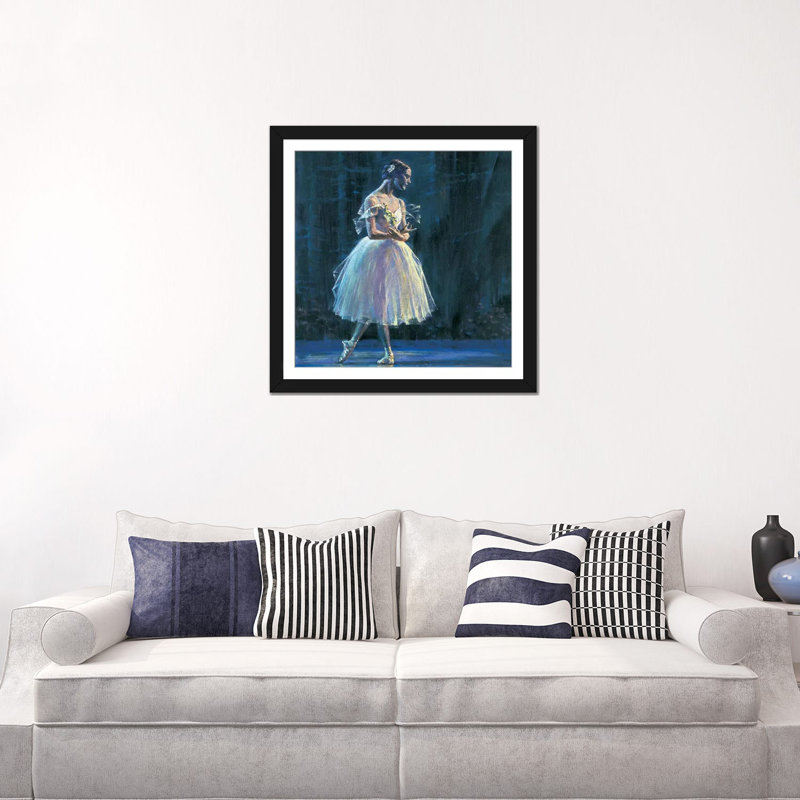 « giselle », reproduction d’art sur toile, H 24 po x l 24 po x P 1 po, Papier d'art encadré noir, Blanc