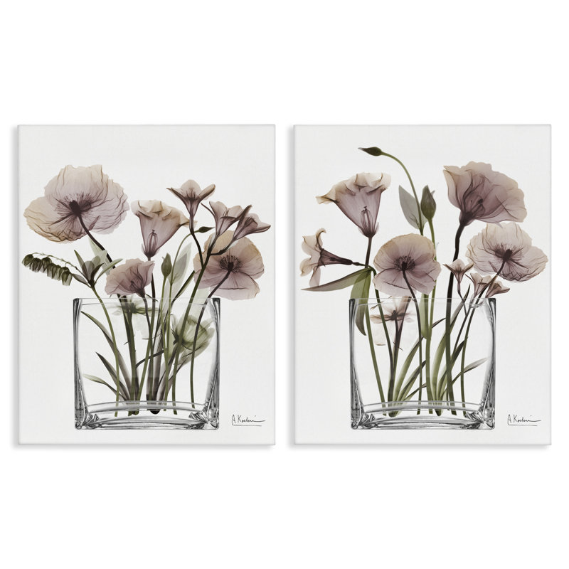 Ensemble de 2 toiles Earthy Infatuation Bouquet, design par Albert Koetsier, H 20 po x l 16 po