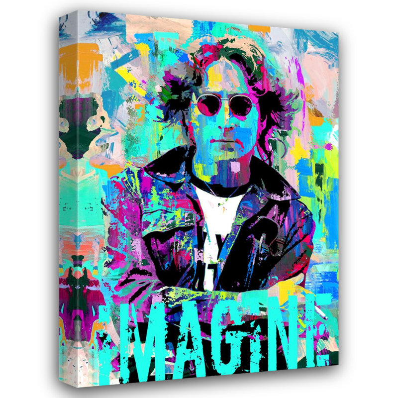 «Tignall John Lennon Imagine On Canvas» par Steven Chambers, reproduction, H 18 po x l 15 po x P 1,5 po