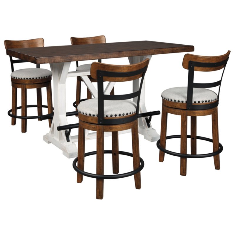 Roesler 4 - Person Trestle Dining Set, White Table with Brown Chairs