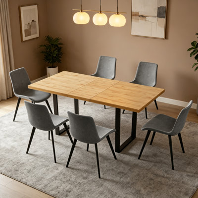 Eastfield 66.9'' Dining Table Set, 7 - Piece Extendable Double Pedestal Dining Set