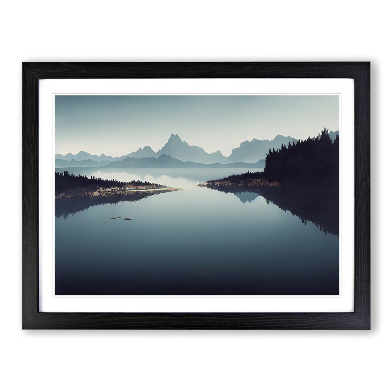 View of Mountain Lake Vol.3 - Framed Print, Black, 25cm H x 34cm W x 2cm D