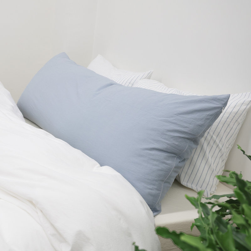Moomee Body Pillow Cover 100% Washed Cotton Soft Breathable, Cornflower Blue