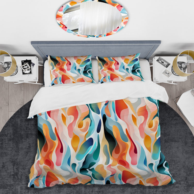 Ensemble de housse de couette multicolore, Housse de couette pour grand lit et 2 taies décor