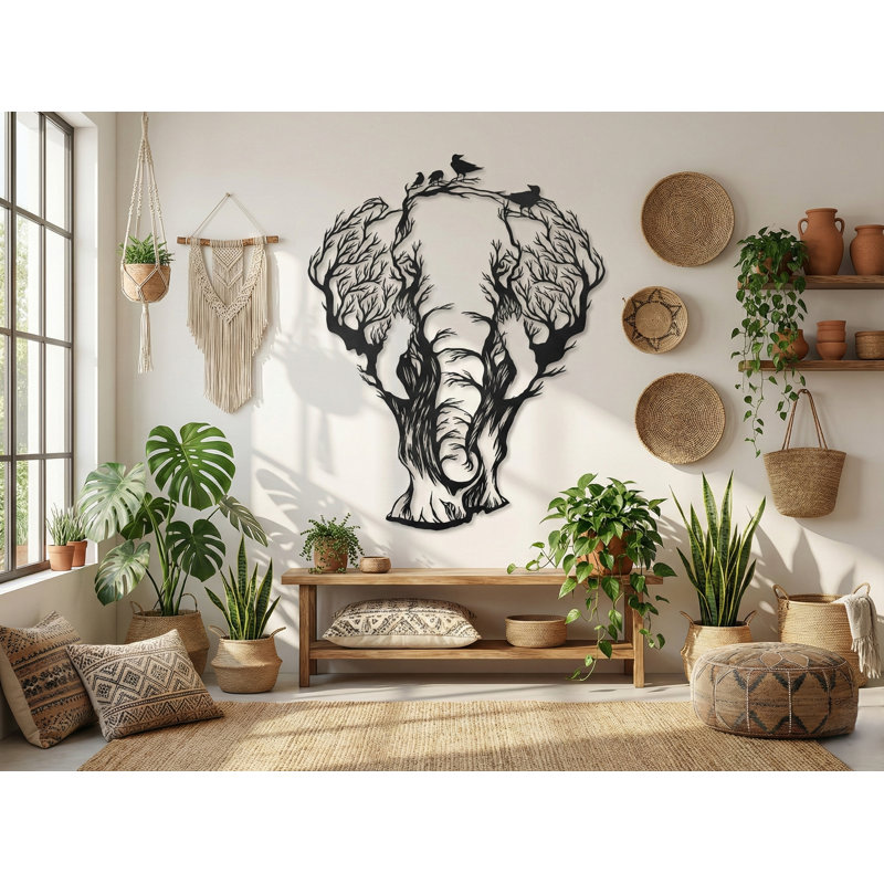 Handmade Boho Animals Wall Decor on Metal, 30" H x 23" W x 1" D