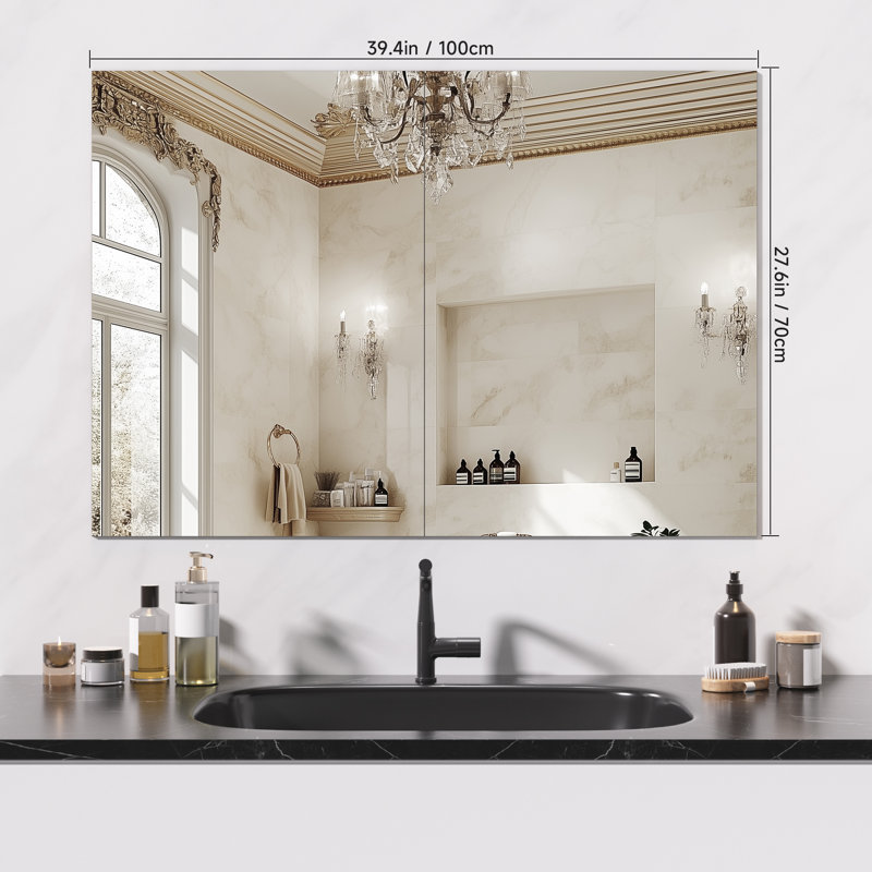 Modern Frameless Bathroom Mirror - Shatter-Resistant,Anti-Fog & Anti-Burst Film, Space-Saving Design, 20" x 28"