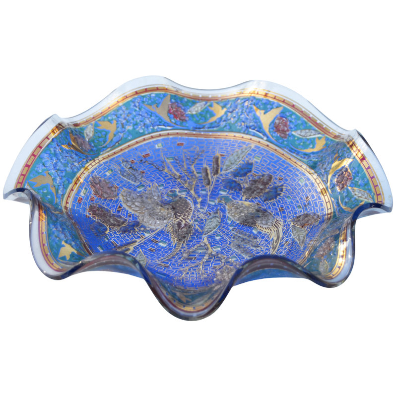 Bol à volants en verre Mid-Century coloré et festif Americana