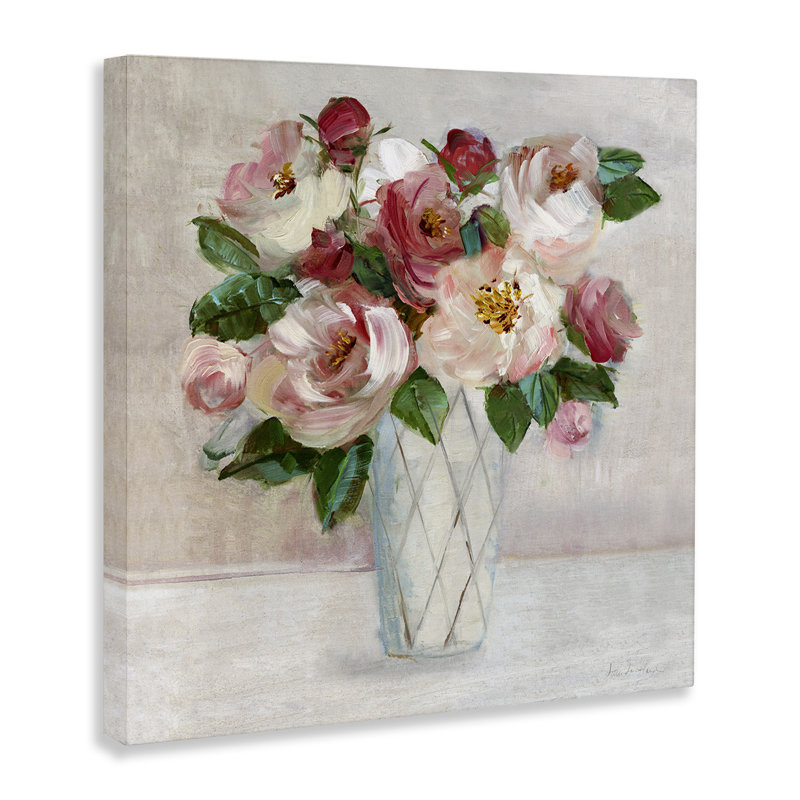 «Pink and Red Rose Bouquet» sur toile par Sally Swatland, H 24 po x l 24 po x P 1,5 po