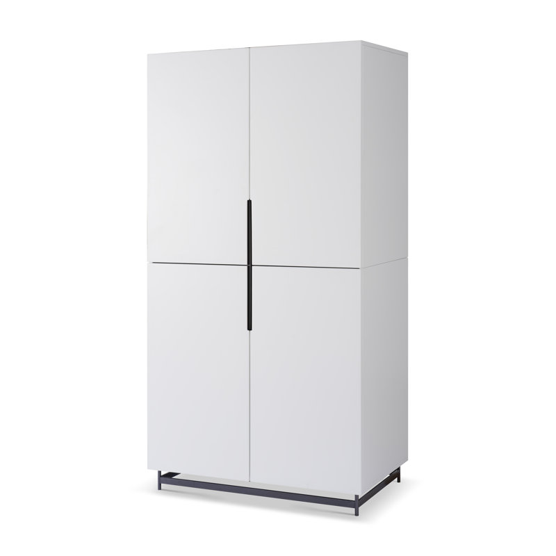 Lorie 2 Door Wardrobe, White/Dark Chrome