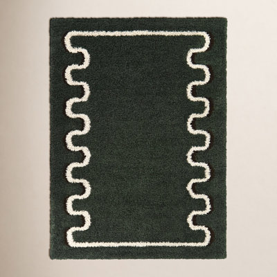 Raffa Green Modern Border Area Rug