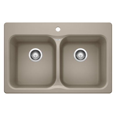 Évier de cuisine à double cuve à montage sur plan / encastrable en L 31,5 po x l 20,67 po Vision