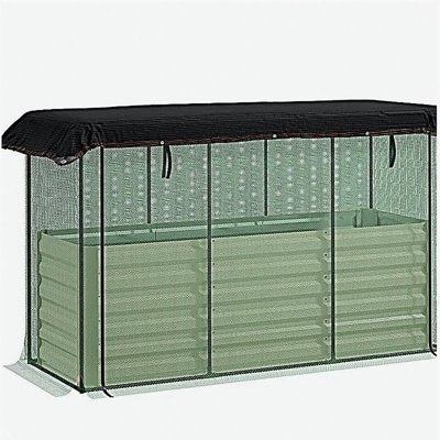 Galvanized Steel Planter Box,Crop Cage and Shade Cloth with Raised Garden Bed