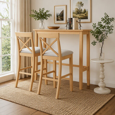 Ensemble de salle à manger rectangulaire en bois de style campagnard de 122 cm (48 po) avec 2 chaises, idéal pour la cuisine, le coin repas et les petits espaces.