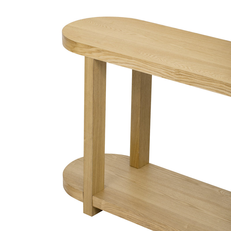 Modern Minimalist Ash Veneer Entryway Table with Streamlined Desktop Design, Natural