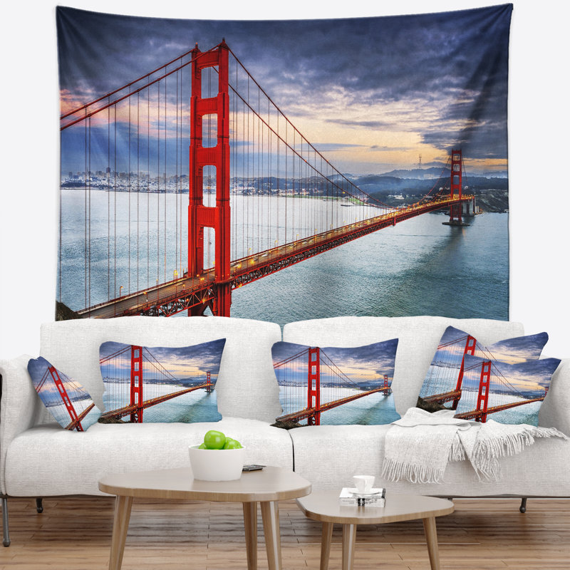 Tapisserie sky bridge golden gate under cloudy, H 50 po x l 60 po