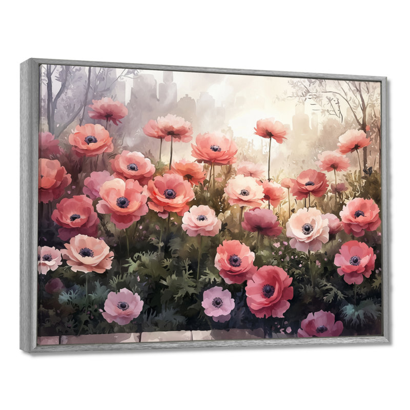 Ireta Spring Symphony of Ranunculus Into The Forest II - Renoncule, art mural, H 24 po x l 32 po, Argent argent