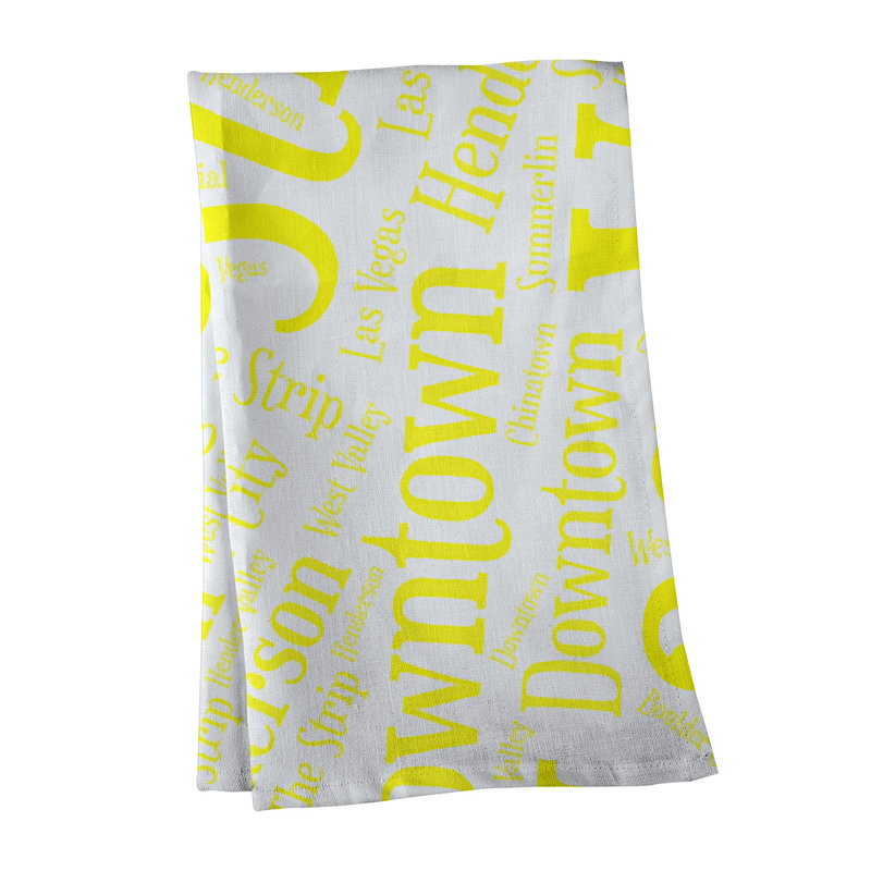 Cotton Tea Towel Kitchen Towel, Black, Las Vegas