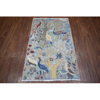 Transitional Hand Knotted Wool Area Rug