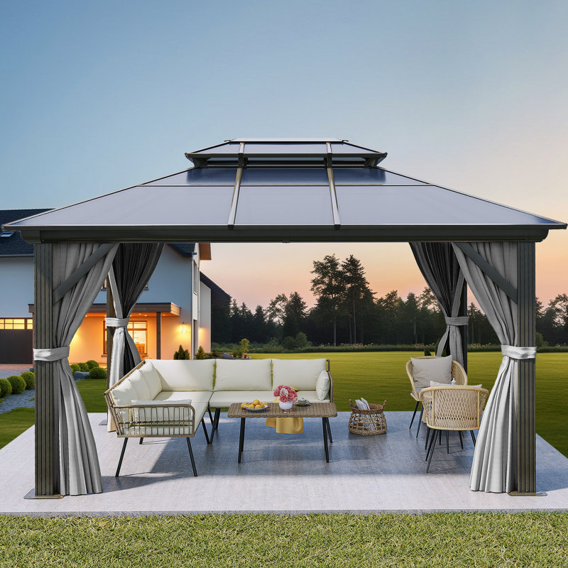 12 pi. L 10 pi. D Pavillon de jardin, gris