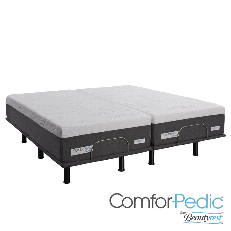 ComforPedic from Beautyrest Medium Gel Memory Foam Mattress with Adjustable Base, Split King, 14"