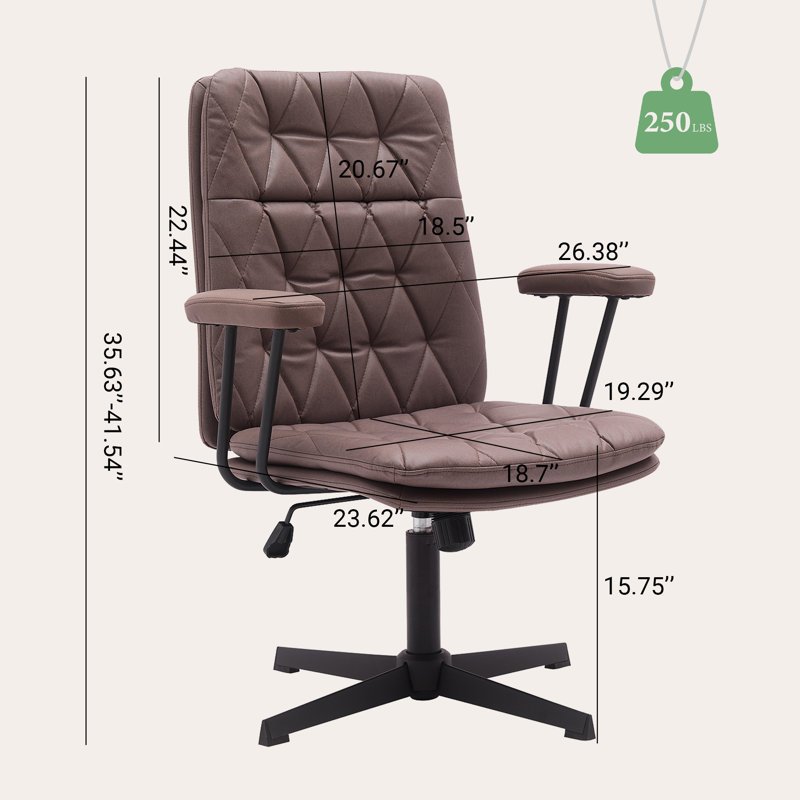 Fauteuil de direction en cuir avec accoudoirs, Brun