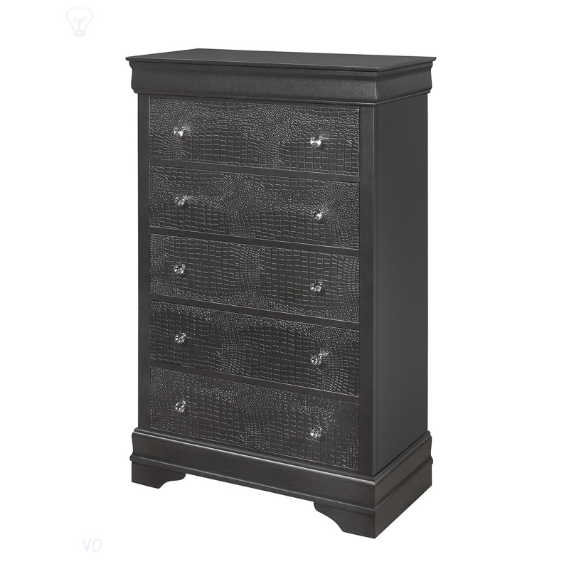 Commode en crocodile Shaker, Gris métallisé