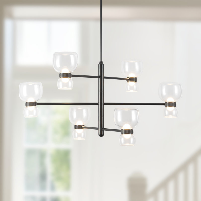 Sutton 36-in Black dimmable LED Chandelier, Oil Rubbed Bronze, Clear Glass