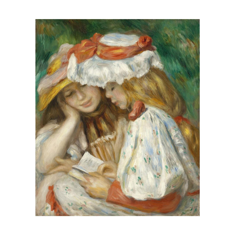 Deux filles lisant par Pierre-Auguste Renoir - Estampe numérique, H 20 po x l 16 po