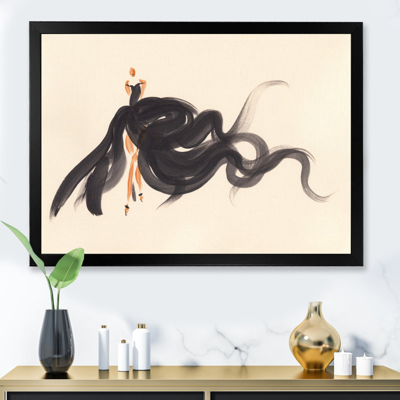 «Fashion Woman», art mural sur toile IV, Cadre noir, H 12 po x l 8 po x P 1,5 po