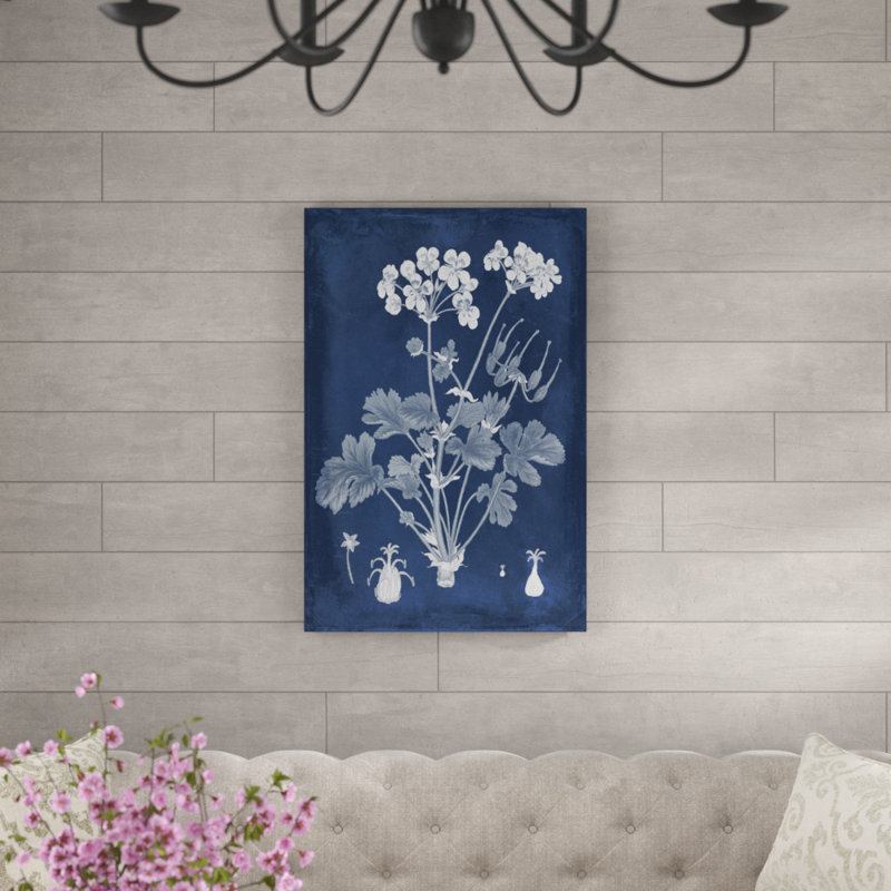 Botanical in Indigo III 1 Piece Painting, 91cm H x 61cm W, Wrapped Canvas